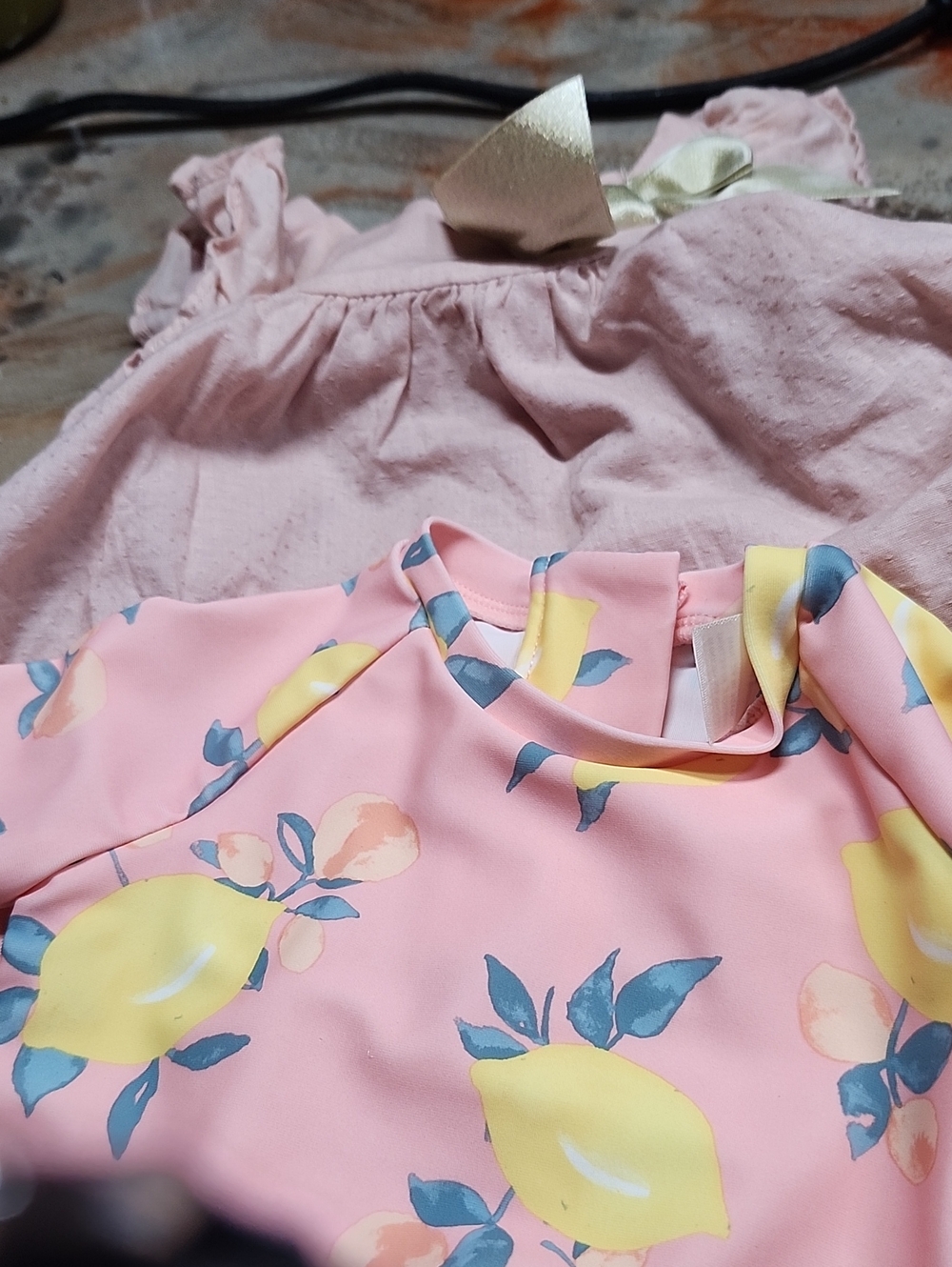 OshKosh B'gosh Pink Lemon Ruffle Long-Sleeve One-Piece Swim C Rowley Dress